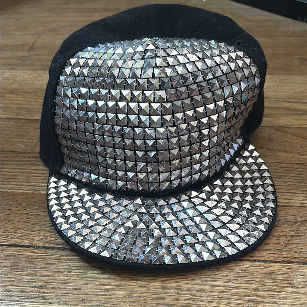 Studded Black and Silver Cap